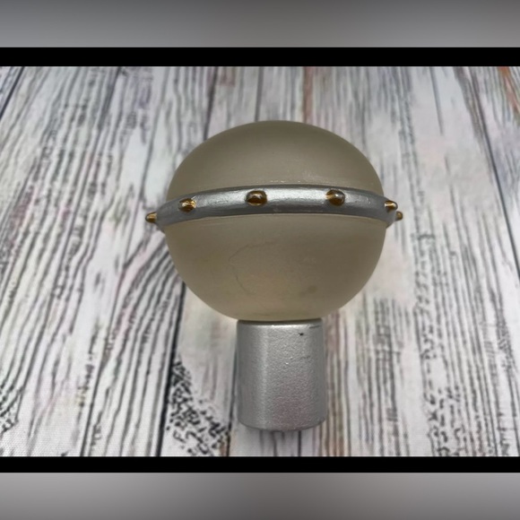 Vintage RARE Ikea Frosted Glass Round Orbit Globe Silver Curtain Rod Finials - Picture 10 of 11